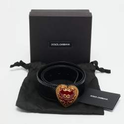 Pre Owned حزام دولتشي آند غابانا جلد ثعبان أسود مع مشبك ديفوشن 85 سم