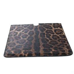 مملوكة مسبقًا Dolce & Gabbana Brown Leopard Print Coated Canvas Ipad Case