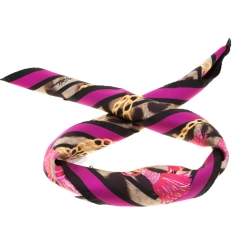 Pre Owned وشاح دولتشي أند غابانا مربع حرير طباعة سلسلة شراشيب وفهد بني