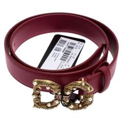 Pre Owned حزام دولتشي أند غابانا أمور DG جلد أحمر 80 سم