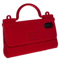 Pre Owned Dolce & Gabbana Red Rubber Sicily iPhone X - XS Chain Case