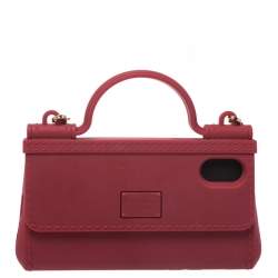 Pre Owned Dolce & Gabbana Red Rubber Sicily iPhone X - XS Chain Case