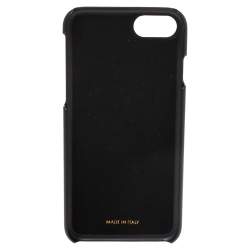 Pre Owned Dolce & Gabbana Blue Lizard Effect Leather Crystal Logo iPhone 7 Cover