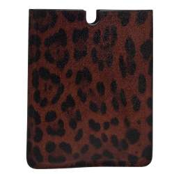 مملوكة مسبقًا حافظة  أيباد دولتشي أند غابانا كانفاس مقوى طباعة فهد بنية/ سوداء