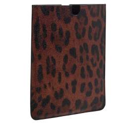 مملوكة مسبقًا حافظة أيباد دولتشي أند غابانا كانفاس مقوى طباعة فهد بنية/ سوداء