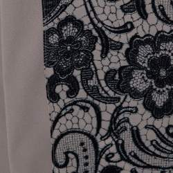 Pre Owned Dolce & Gabbana Beige Lace Printed Silk Scarf