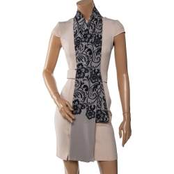 Pre Owned Dolce & Gabbana Beige Lace Printed Silk Scarf