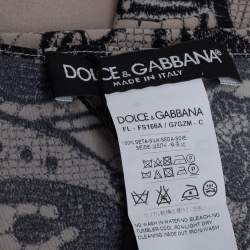 Pre Owned Dolce & Gabbana Beige Lace Printed Silk Scarf