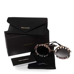 مملوكة مسبقًا Dolce & Gabbana Rose Gold/Floral Print DG 2198 Round Gradient Sunglasses