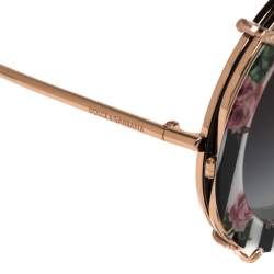 مملوكة مسبقًا Dolce & Gabbana Rose Gold/Floral Print DG 2198 Round Gradient Sunglasses