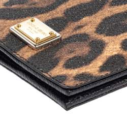 Pre Owned Dolce & Gabbana Brown/Black Animal Print Coated Canvas Passport Holder