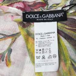 Pre Owned Dolce & Gabbana White Floral Printed Modal & Linen Scarf