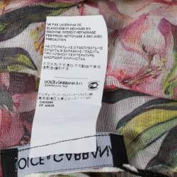 Pre Owned Dolce & Gabbana White Floral Printed Modal & Linen Scarf