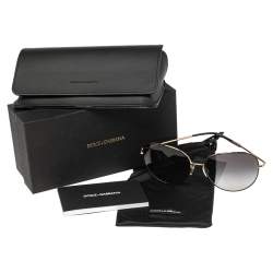Pre Owned Dolce & Gabbana Black/Rose Gold Tone DG 2194 Oval Gradient Sunglasses
