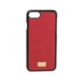 Pre Owned Dolce & Gabbana Red Leather iPhone 7 Case