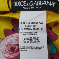 Pre Owned Dolce & Gabbana Black & Yellow Floral Print Silk Scarf