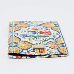 Pre Owned Dolce & Gabbana Multicolor Flower Print Leather Passport Holder