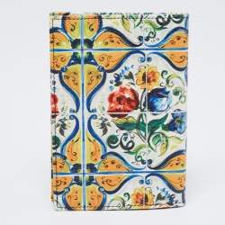 Pre Owned Dolce & Gabbana Multicolor Flower Print Leather Passport Holder