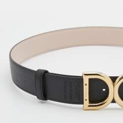 Pre Owned Dolce & Gabbana Black/Light Pink Leather DG Logo Reversible Belt 90 CM