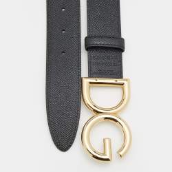 Pre Owned Dolce & Gabbana Black/Light Pink Leather DG Logo Reversible Belt 90 CM