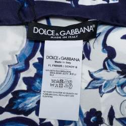 Pre Owned Dolce & Gabbana Blue Majolica Print Silk Square Scarf