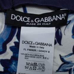 Pre Owned Dolce & Gabbana Blue Majolica Print Silk Square Scarf