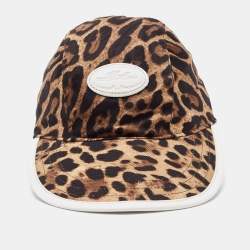 Dolce & Gabbana Brown Leopard Print Cotton Logo Patch Cap Size 57