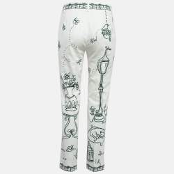 Pre Owned Dolce & Gabbana White Victorian Garden Print Denim Jeans S Waist 25"