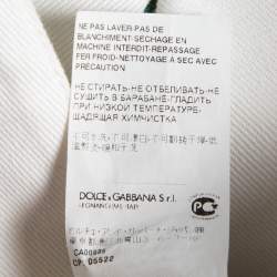 Pre Owned Dolce & Gabbana White Victorian Garden Print Denim Jeans S Waist 25"