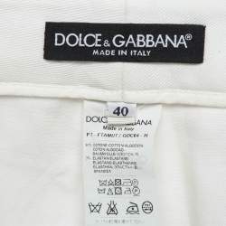 Pre Owned Dolce & Gabbana White Victorian Garden Print Denim Jeans S Waist 25"