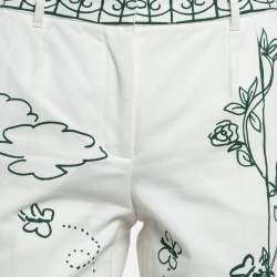 Pre Owned Dolce & Gabbana White Victorian Garden Print Denim Jeans S Waist 25"