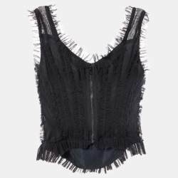 Pre Owned Dolce and Gabbana Black Mesh Corset Top M