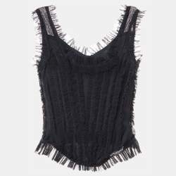 Pre Owned Dolce and Gabbana Black Mesh Corset Top M