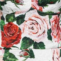 Dolce & Gabbana White Rose Printed Jacquard Playsuit M