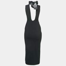 Pre Owned Dolce & Gabbana Black Jersey Cut-Out Midi Dress S