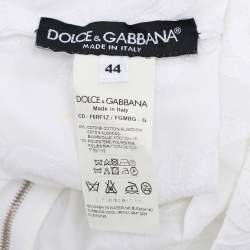 Pre Owned Dolce & Gabbana White Embroidered Cotton Midi Dress S