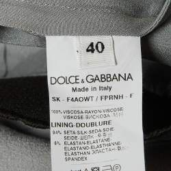 Pre Owned Dolce & Gabbana Grey Floral Print Crepe Midi Skirt S