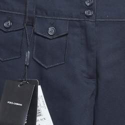 Pre Owned Dolce & Gabbana Navy Blue Gabardine Cropped Trousers S