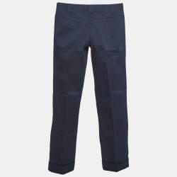 Pre Owned Dolce & Gabbana Navy Blue Gabardine Cropped Trousers S