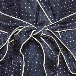 Pre Owned Dolce & Gabbana Navy Blue Polka Dots Print Silk Belted Blouse S