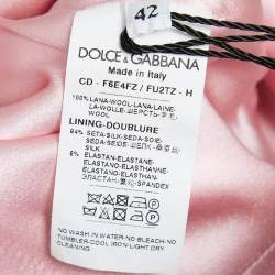 Pre Owned Dolce & Gabbana Pink Wool Shoulder Detail Mini Dress M