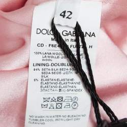 Pre Owned Dolce & Gabbana Pink Wool Shoulder Detail Mini Dress M