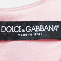 Pre Owned Dolce & Gabbana Pink Wool Shoulder Detail Mini Dress M