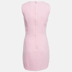 Pre Owned Dolce & Gabbana Pink Wool Shoulder Detail Mini Dress M
