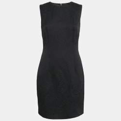 Pre Owned Dolce & Gabbana Black Jacquard Sleeveless Mini Dress M