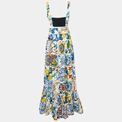 Dolce & Gabbana Multicolor Majolica Print Silk Cotton Bodysuit & Skirt Set L
