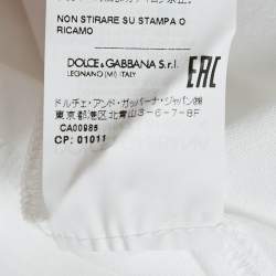 Pre Owned Dolce & Gabbana White Logo Embroidered Cotton T-Shirt S