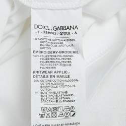 Pre Owned Dolce & Gabbana White Logo Embroidered Cotton T-Shirt S