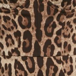 Pre Owned Dolce & Gabbana Brown Leopard Print Silk Tube Dress M