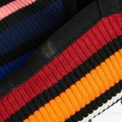 Pre Owned Dolce & Gabbana Multicolor Striped Rib Knit Strappy Top S